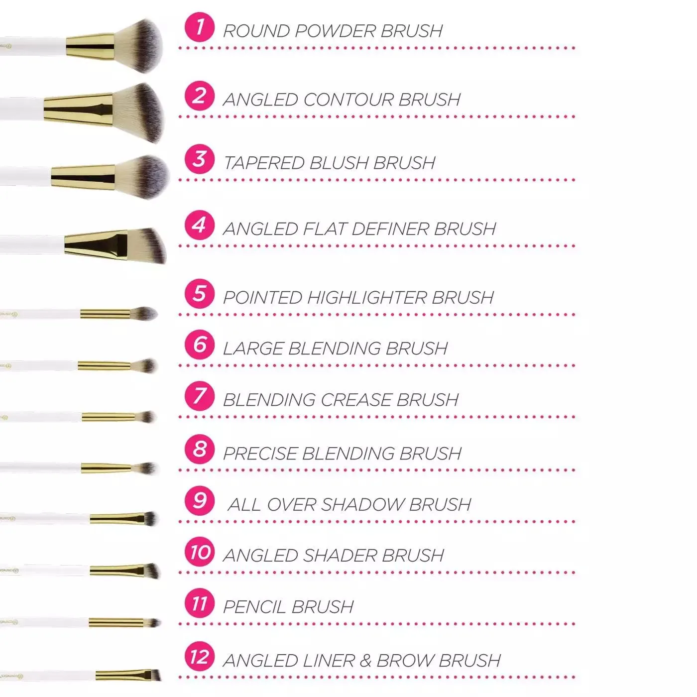 12pcs BH Cosmetics Bucket Makeup Brushes Super Soft Eyeshadow Foundation Face Powder Brush