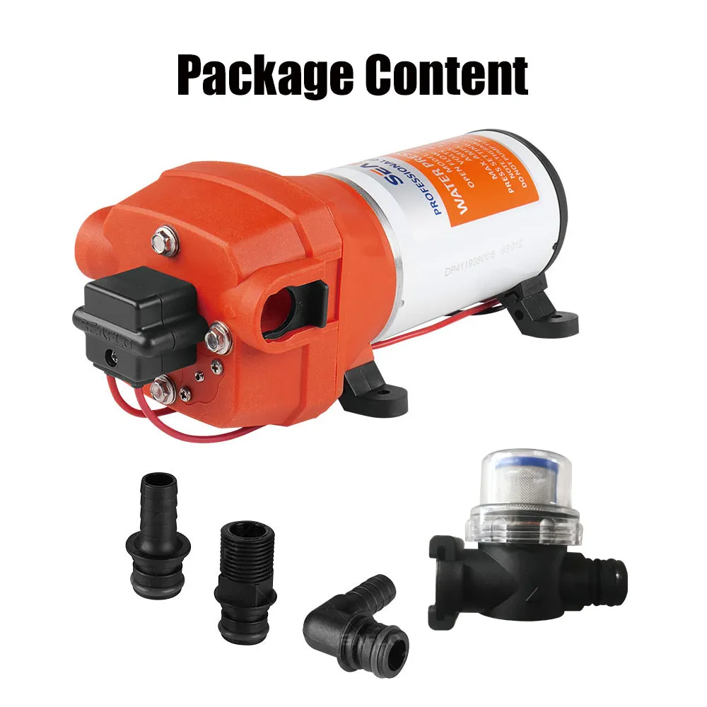 12V Marine Grade RV Water High Pressure Pump | Caravan Boat w/ Flow Filter (SEAFLO)