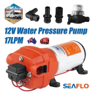 12V Marine Grade RV Water High Pressure Pump | Caravan Boat w/ Flow Filter (SEAFLO)
