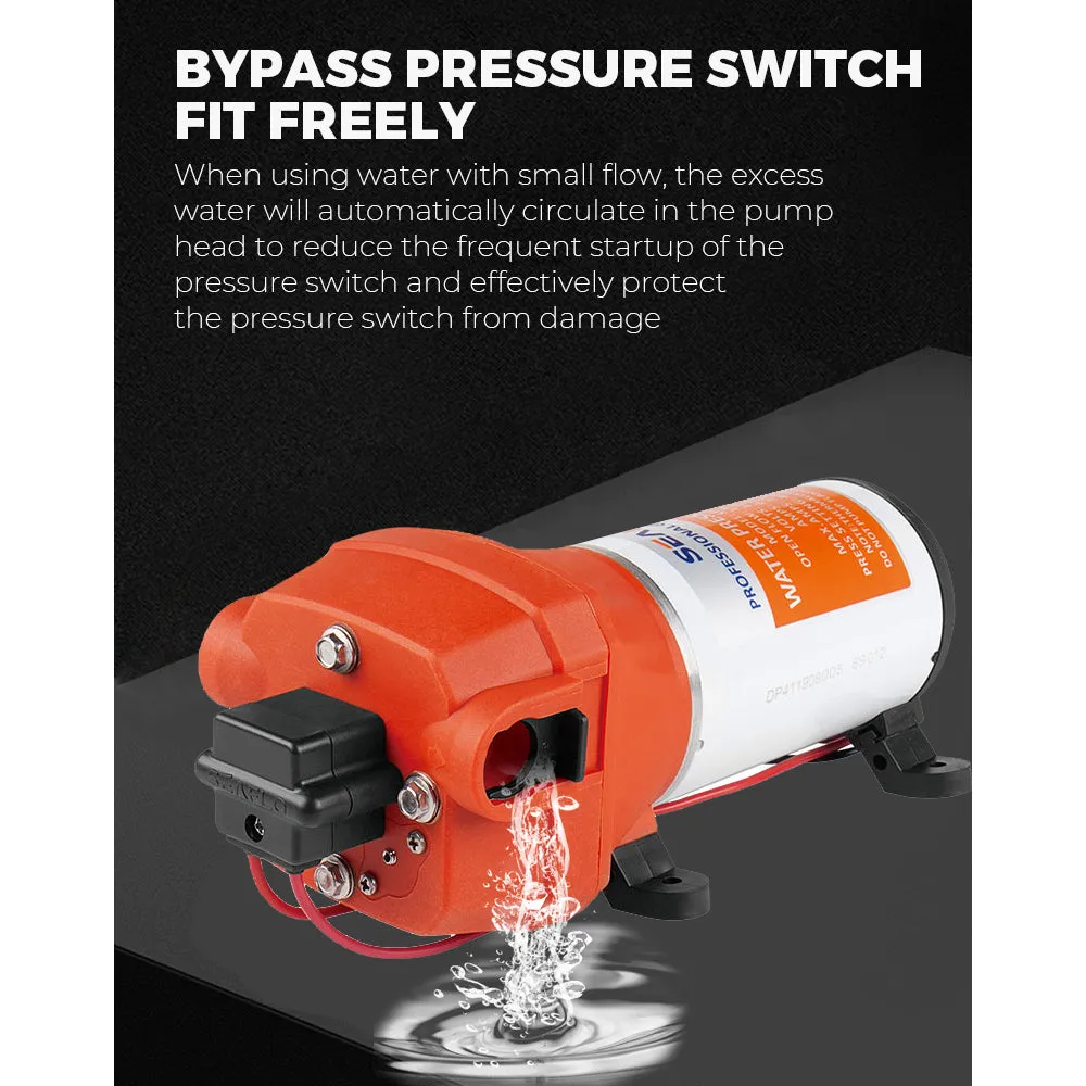12V Marine Grade RV Water High Pressure Pump | Caravan Boat w/ Flow Filter (SEAFLO)
