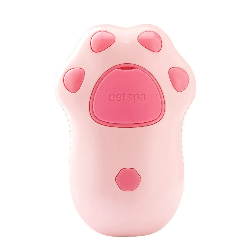 2 PCS Pink Cat Paw Electric Pet Brush | One-Click Spray, Massage & Hair Removal