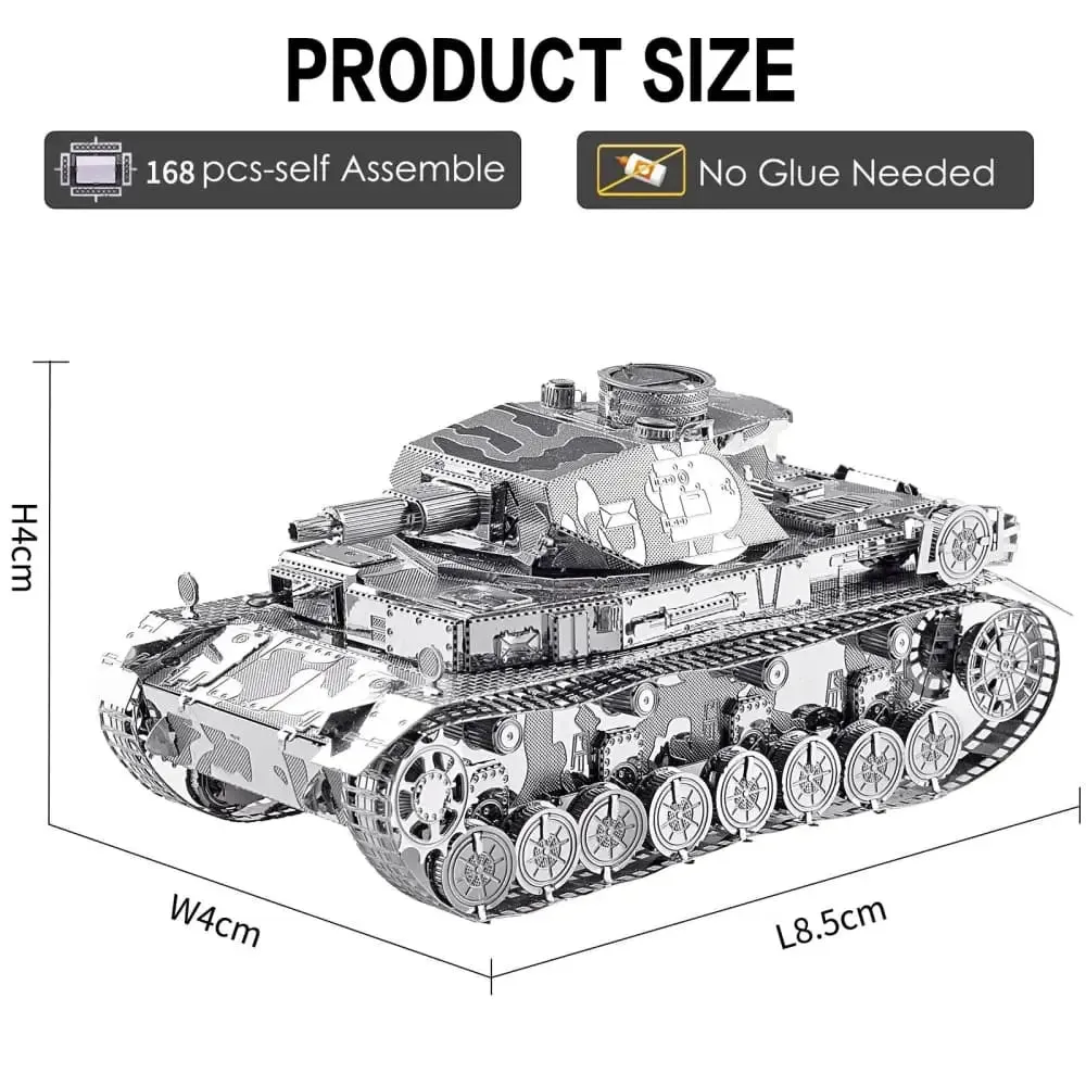 3d Metal Puzzle Model Building Kits German Iv Tank Jigsaw Toy Christmas Birthday Gifts for Adults Kids