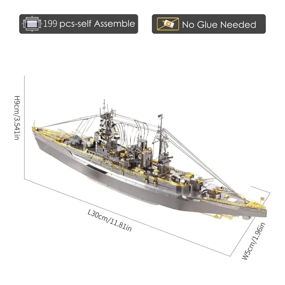 3d Metal Puzzle Model Building Kits Nagato Class Battleship Jigsaw Toy Christmas Birthday Gifts for Adults Kids