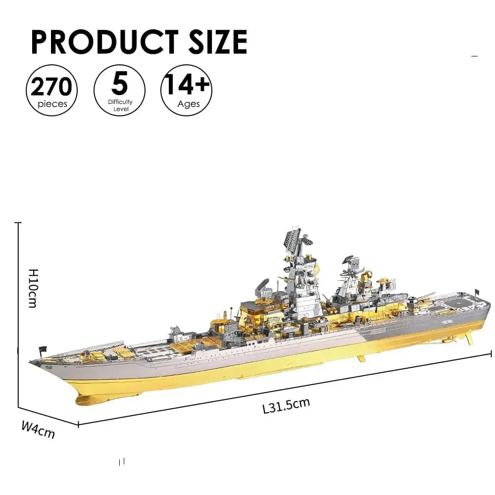 3d Metal Puzzle -russian Battlecruiser Pyotr Diy Jigsaw Toy Model Building Kits Christmas Gifts for Adults Kids