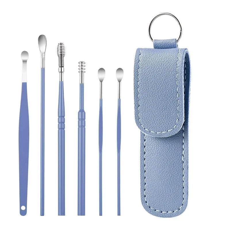 6 In 1 Portable Stainless Steel Ear Pick Blue