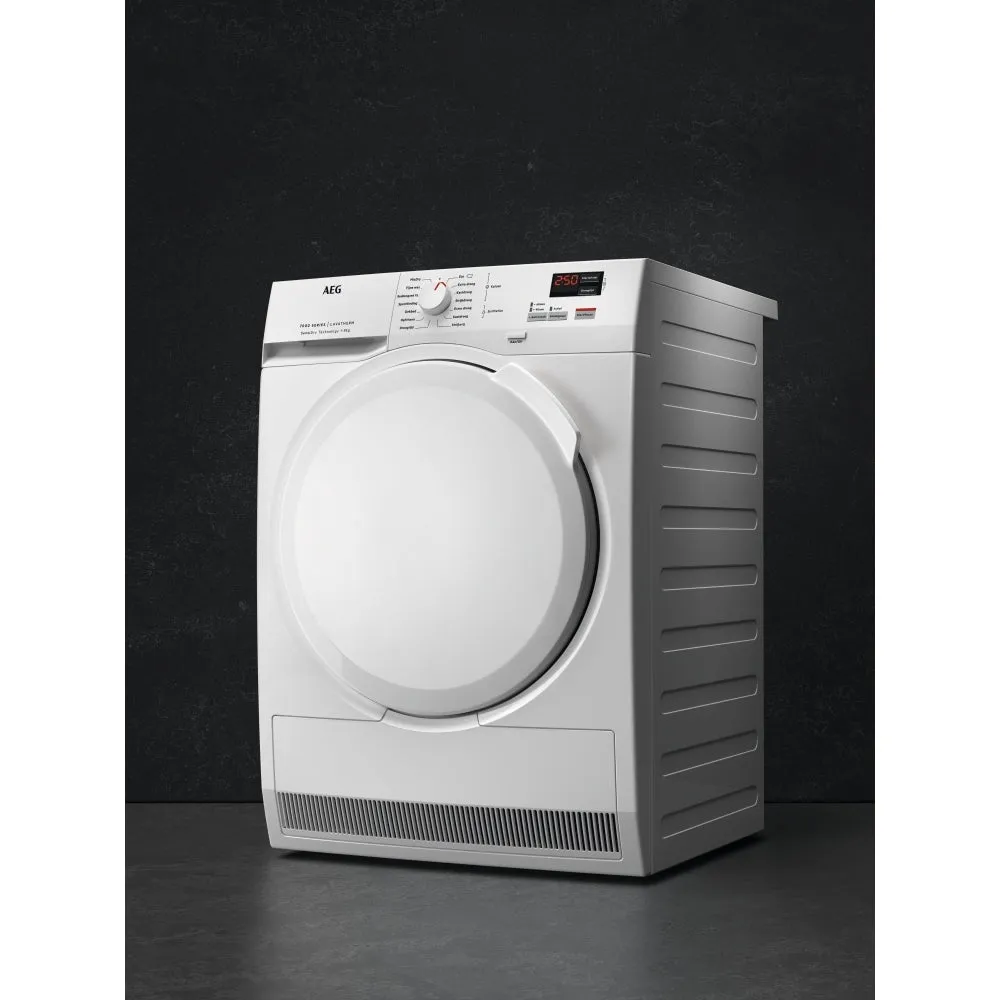 AEG TR708L0B Heat Pump Tumble Dryer, 8kg, White, A   Rated