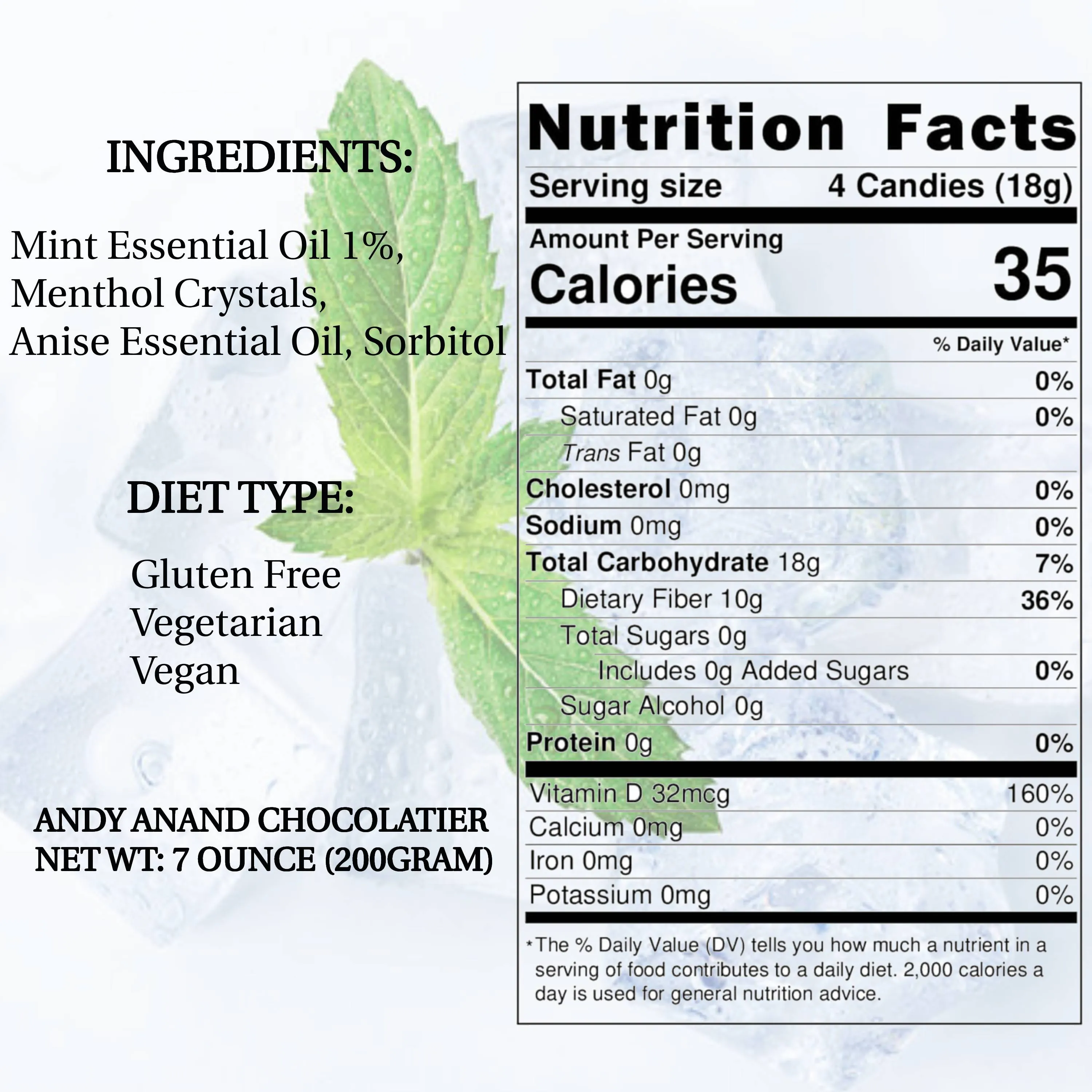 Andy Anand Sugar Free Italian Balsamic Mint Candy: 300 Pcs, Delicious & Refreshing, Ideal for Keto, Vegan, Gluten-Free Lifestyles, Imported Candy 7 Oz - 2 Pack