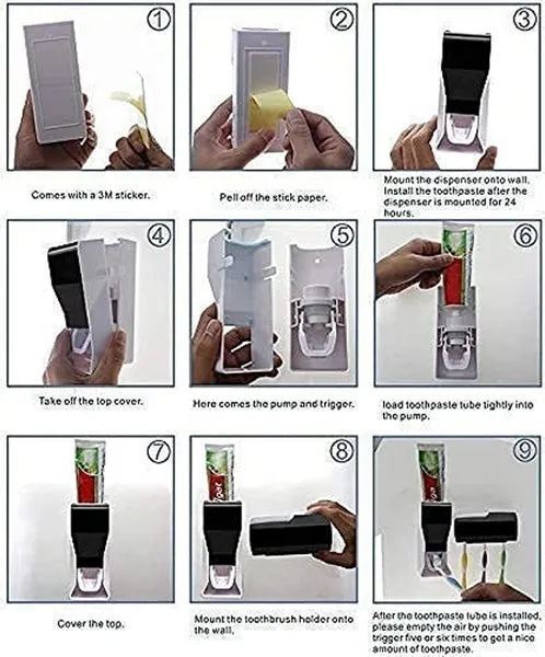 Black Toothpaste Dispenser With Brush Holder 2.0