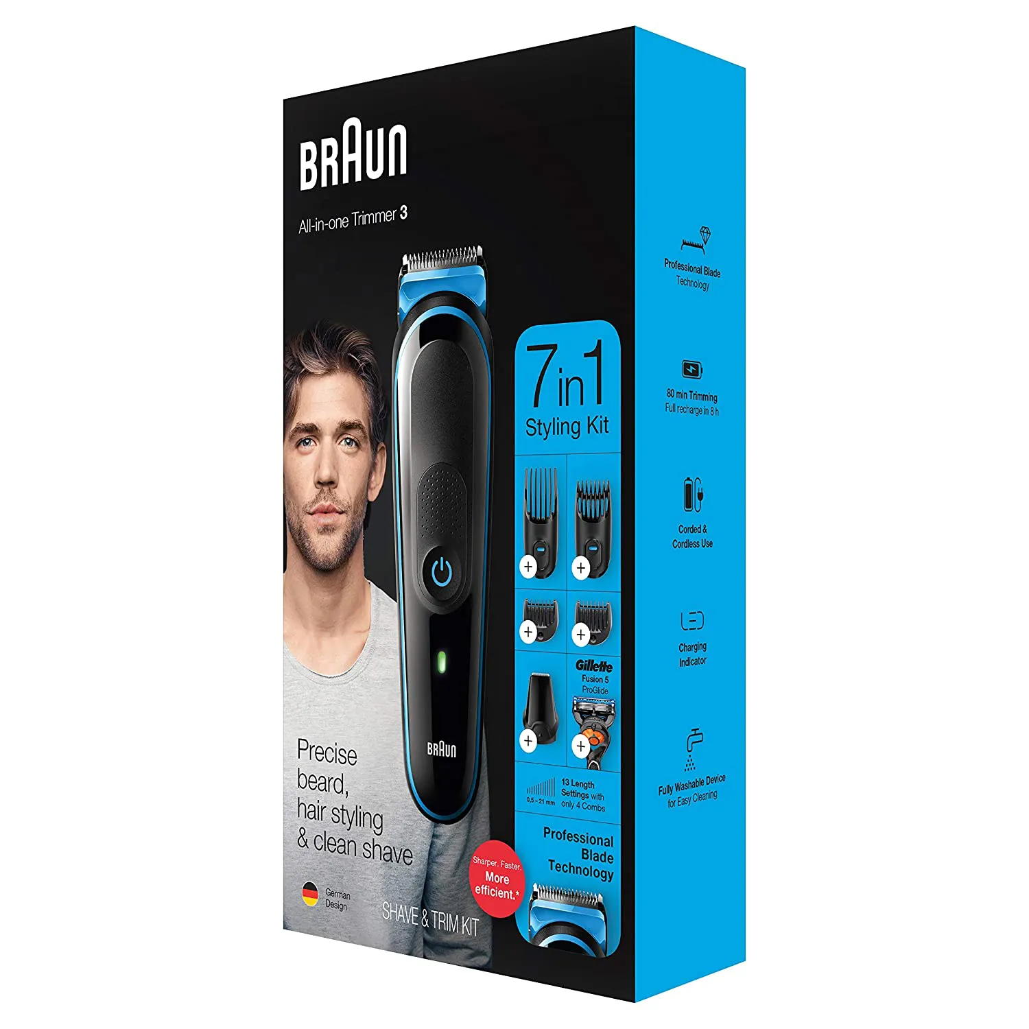 Braun Hair Clippers for Men MGK3220, 6-in-1 Beard Trimmer, Ear and Nose Trimmer, Mens Grooming Kit, Cordless & Rechargeable