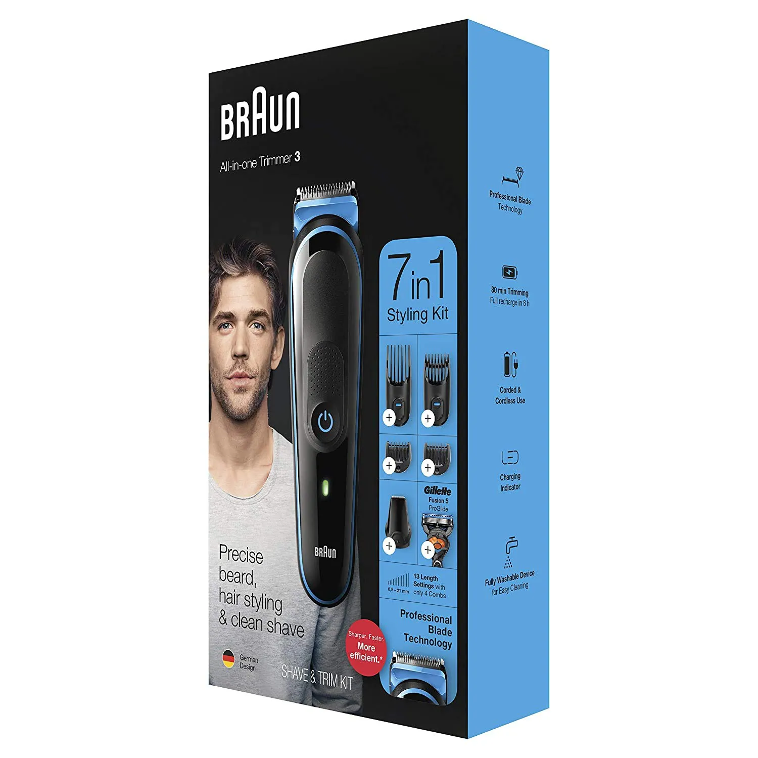 Braun Hair Clippers for Men MGK3220, 6-in-1 Beard Trimmer, Ear and Nose Trimmer, Mens Grooming Kit, Cordless & Rechargeable