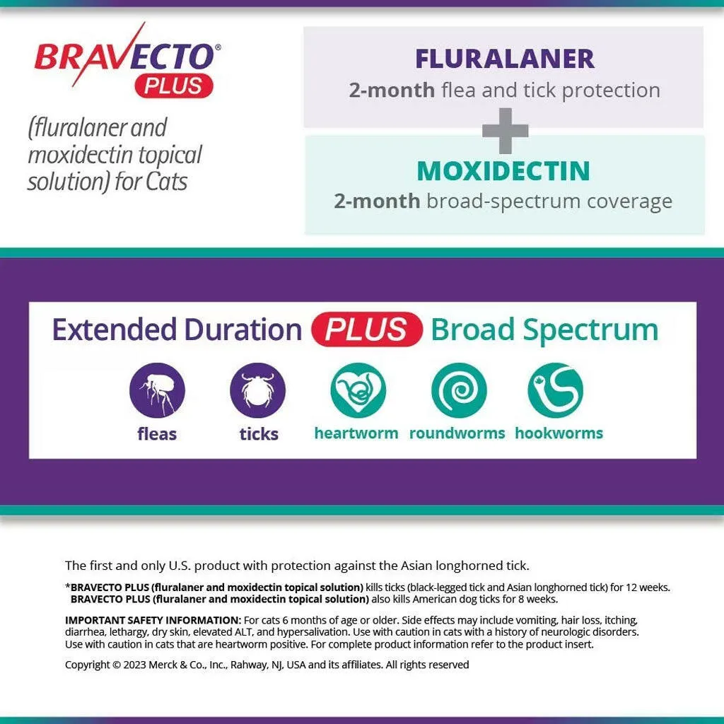 Bravecto Plus Topical Solution for Cats 2.6-6.2 lbs