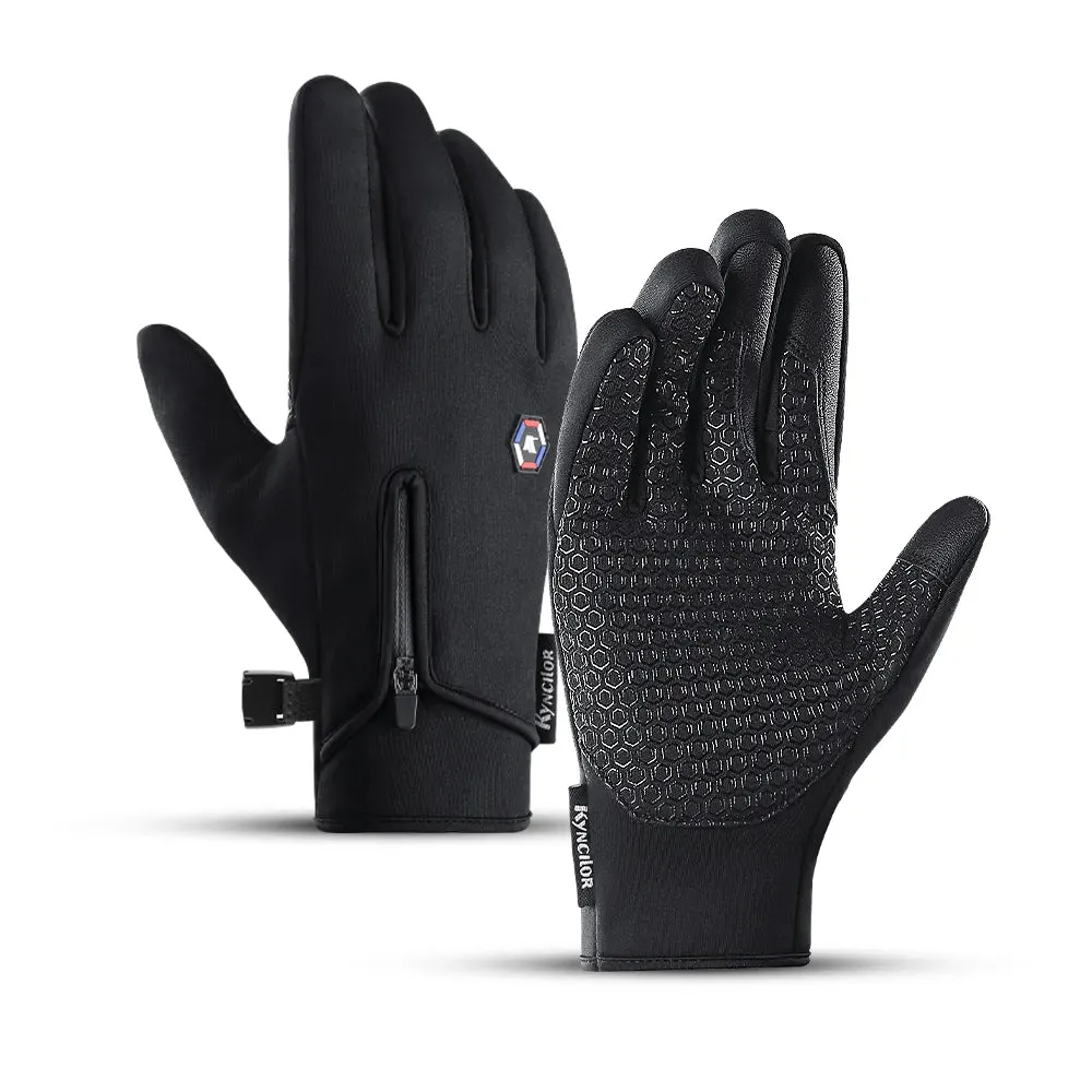 Cycling Gloves Waterproof Winter Gloves Warm Fluff Touchscreen Cold Silicone Anti Slip Bicycle Gloves For Men Women