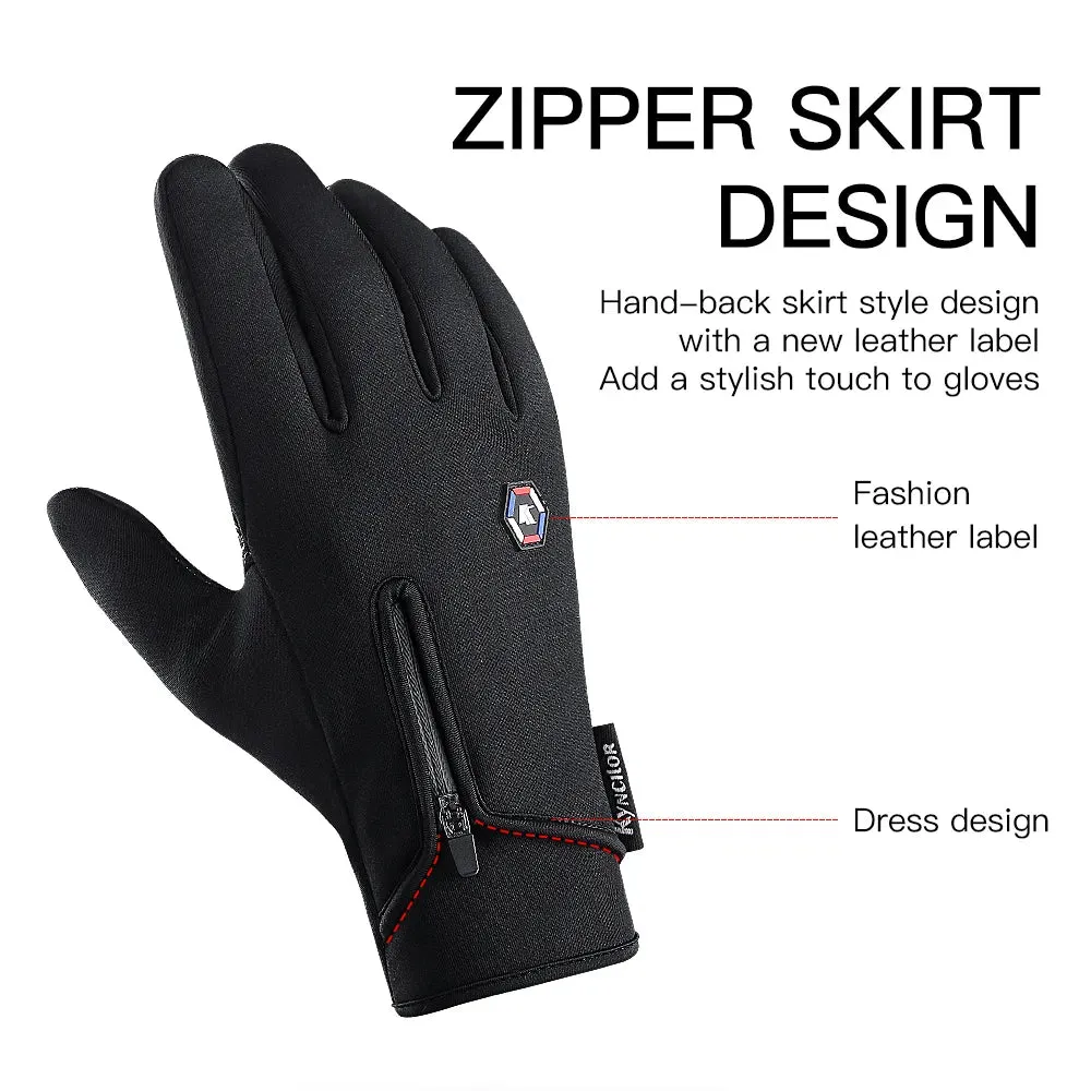 Cycling Gloves Waterproof Winter Gloves Warm Fluff Touchscreen Cold Silicone Anti Slip Bicycle Gloves For Men Women