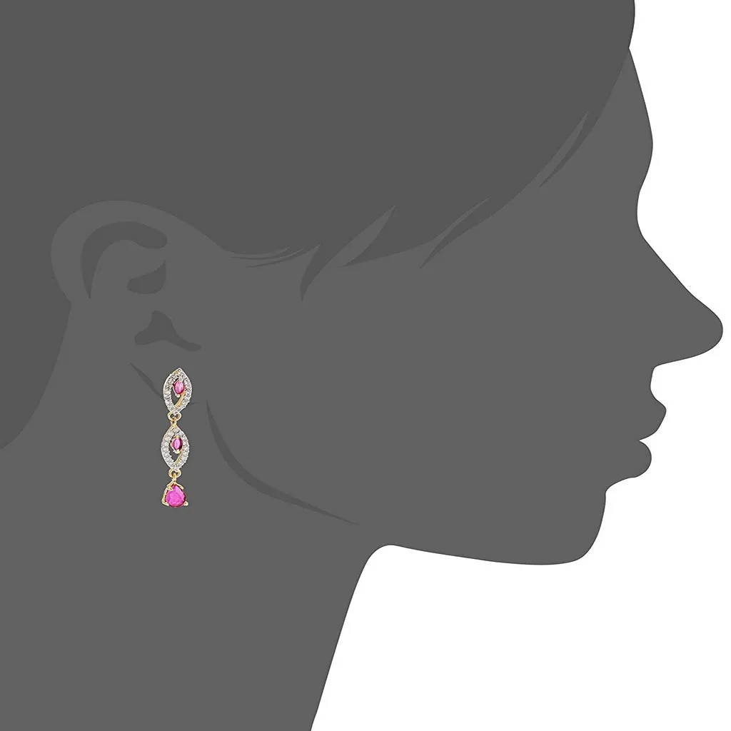 Estele - 24 CT gold plated Pretty Necklace Set for Women with Austrian Crystals and Ruby stones