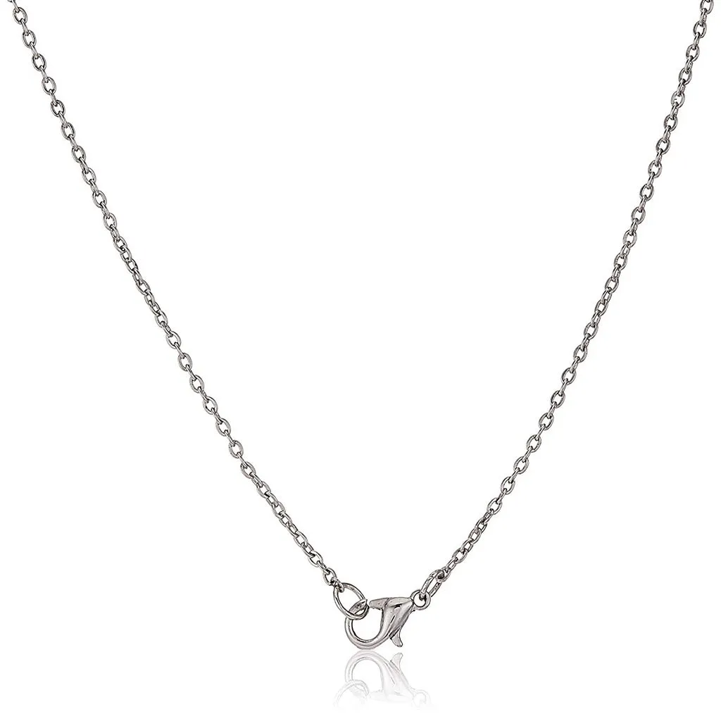 Estele - 24 KT Rhodium plated Pendant Set with Austrian Crystals Aand red stones for Women