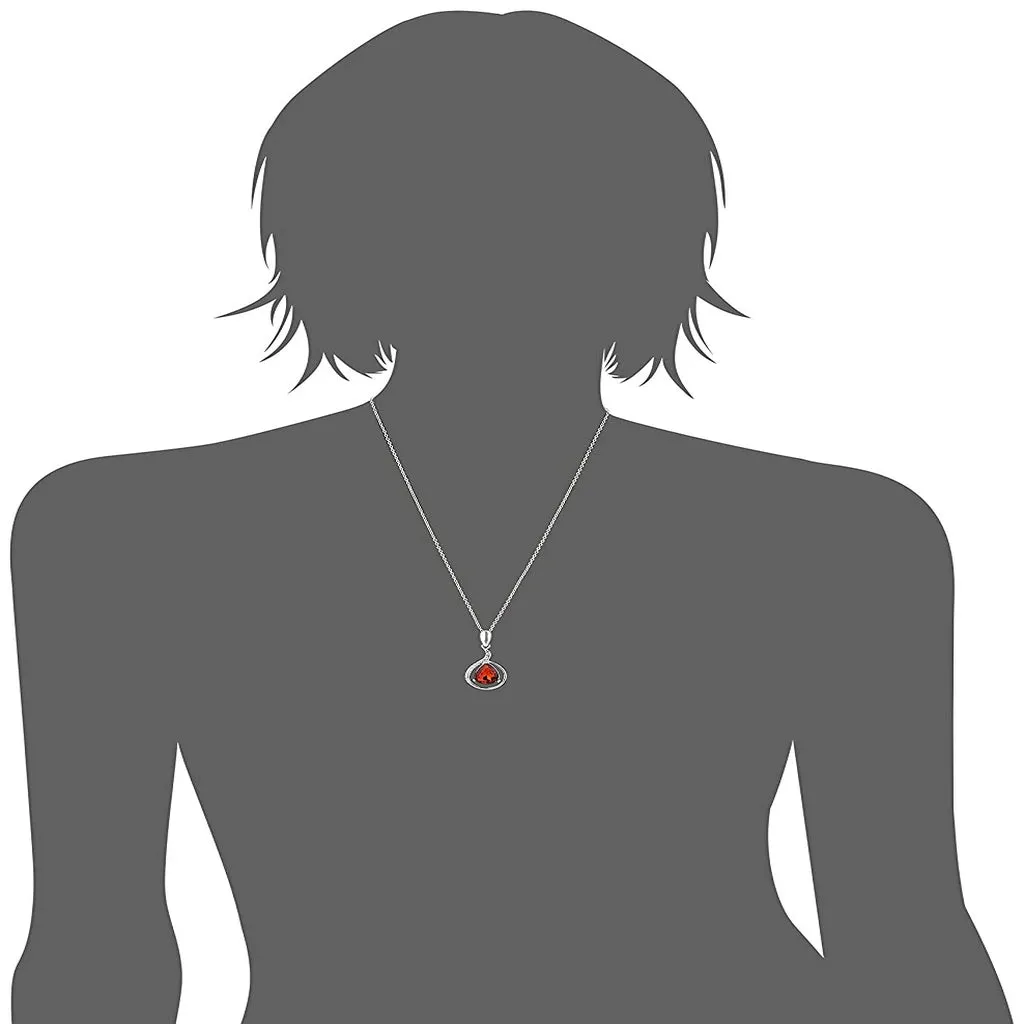 Estele - 24 KT Rhodium plated Pendant Set with Austrian Crystals Aand red stones for Women