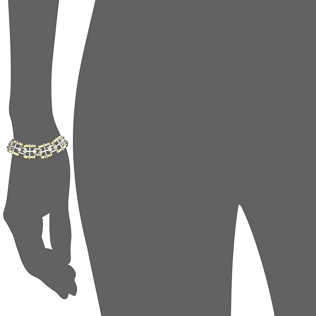Estele Gold plated Broad Band Link Bracelet for Women