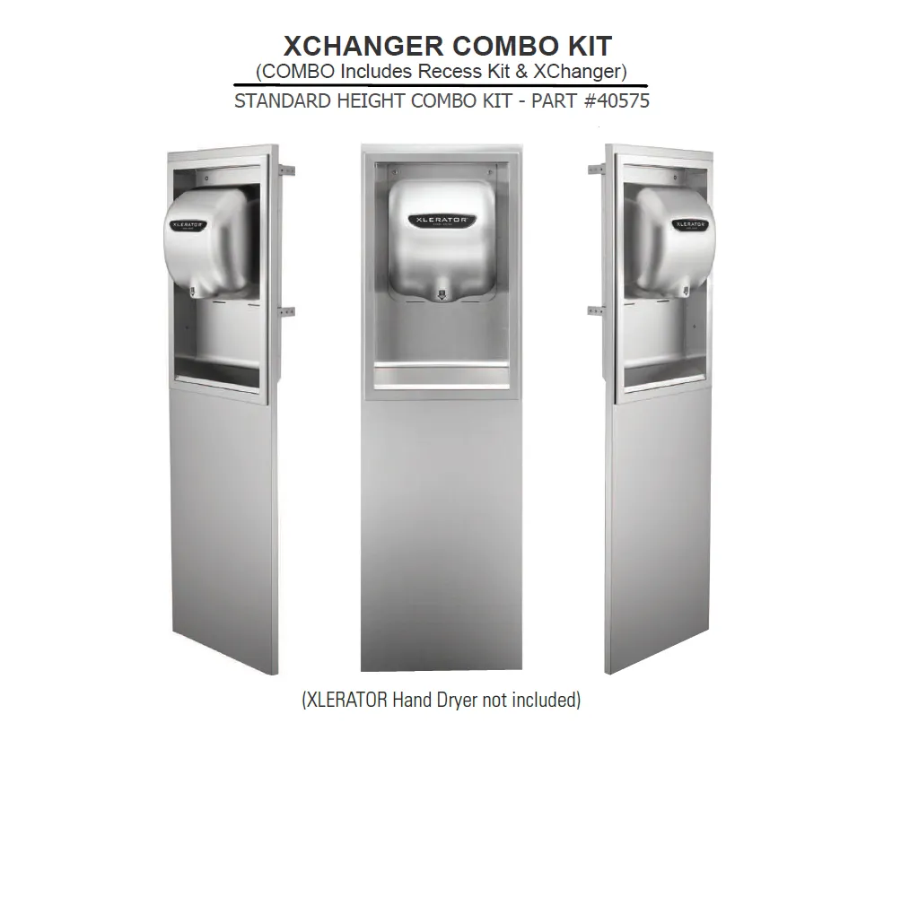 Excel Dryer XLERATOR® 40575 XChanger COMBO KIT - Includes 40502 Recess Kit and 40550 Standard Height XChanger