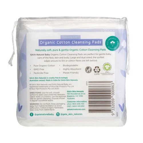 Gaia Natural Baby Organic Cotton Cleansing Pads 40 Pack