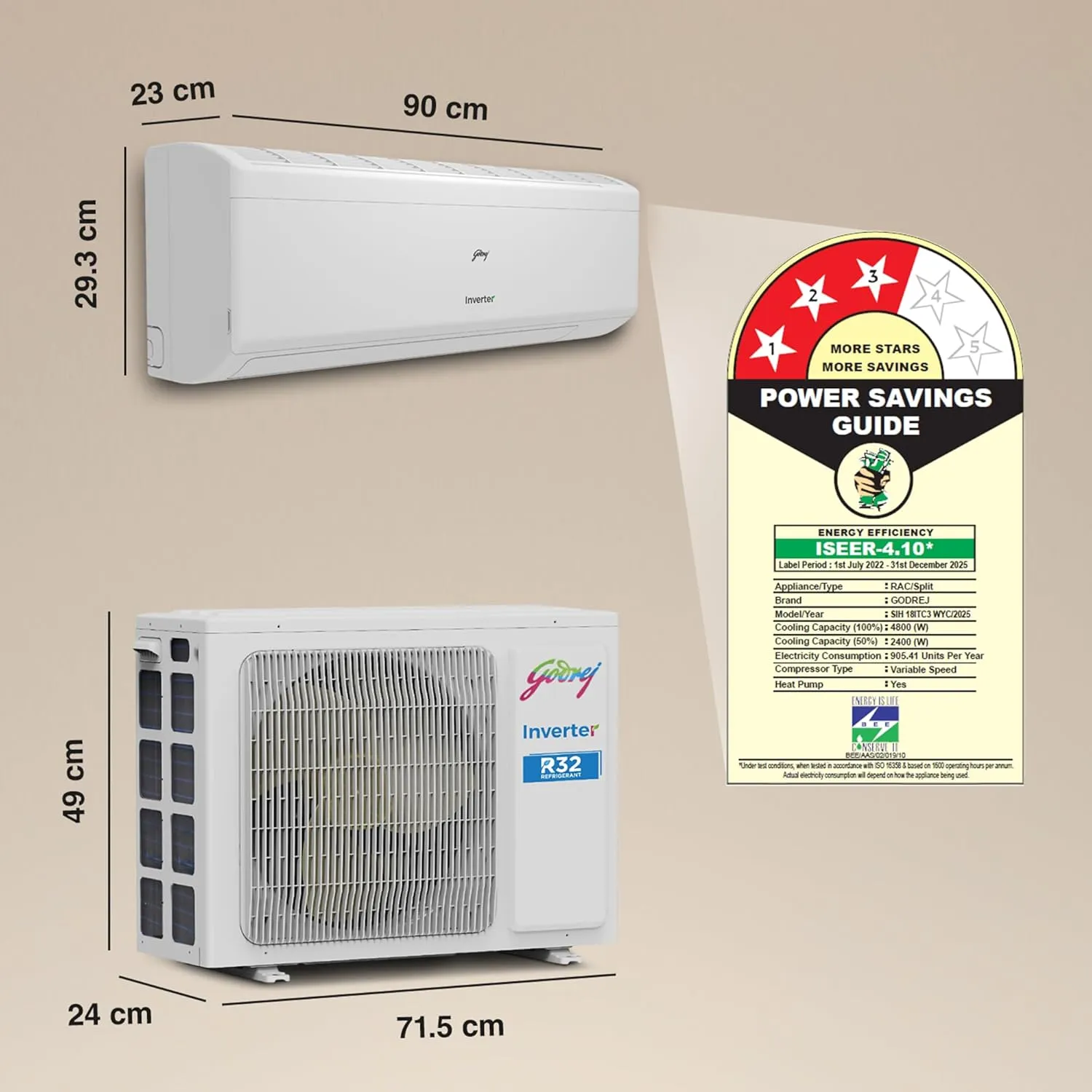 Godrej 1.5 Ton 3 Star Inverter Split AC (SIH 18ITC3 WYC, Hot & Cold, 5-in-1 Convertible, Copper, 2025 Model, 5 Years Comprehensive Warranty, White)