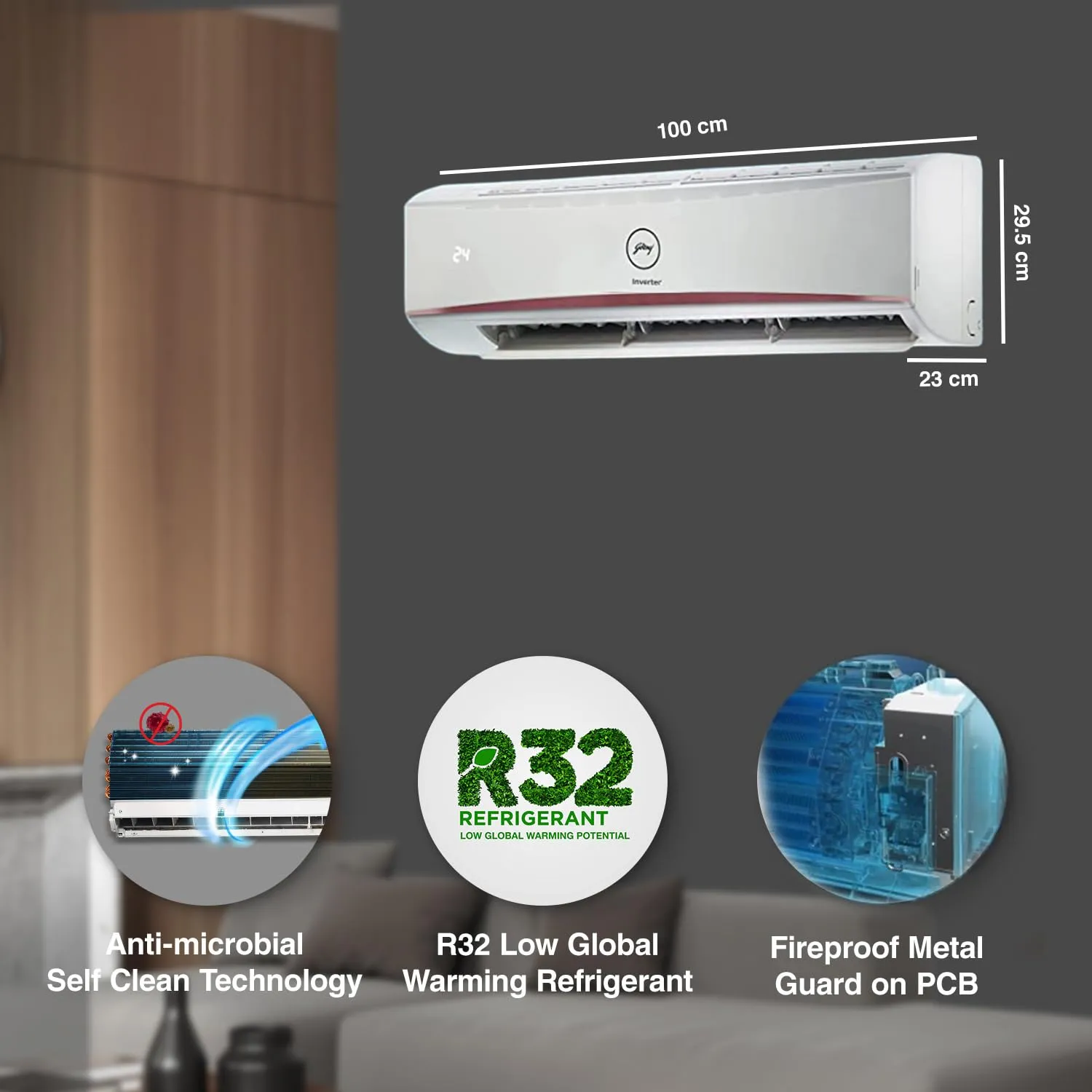 Godrej SFC 18LTC3-WWR 1.5 Ton 3 Star, 4-Way Air Swing, Fixed Speed Split AC (Copper, Anti-Dust Filter,  AC 1.5T  White)