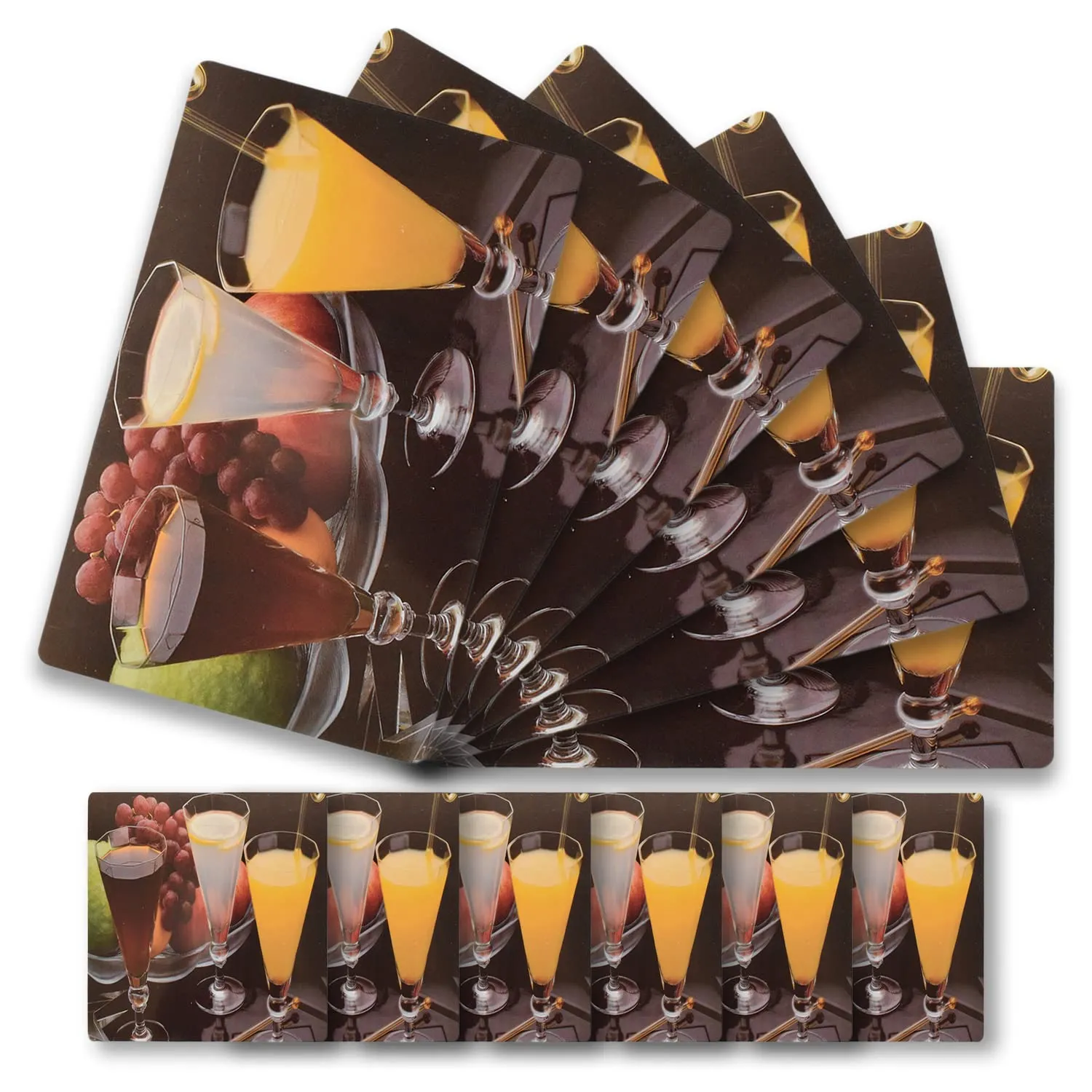 Heart Home Plates Print PVC Table Mats/Placemat with 6 Coasters for Kitchen, Dining Table Set of 6 (Peach) 54HH4381.