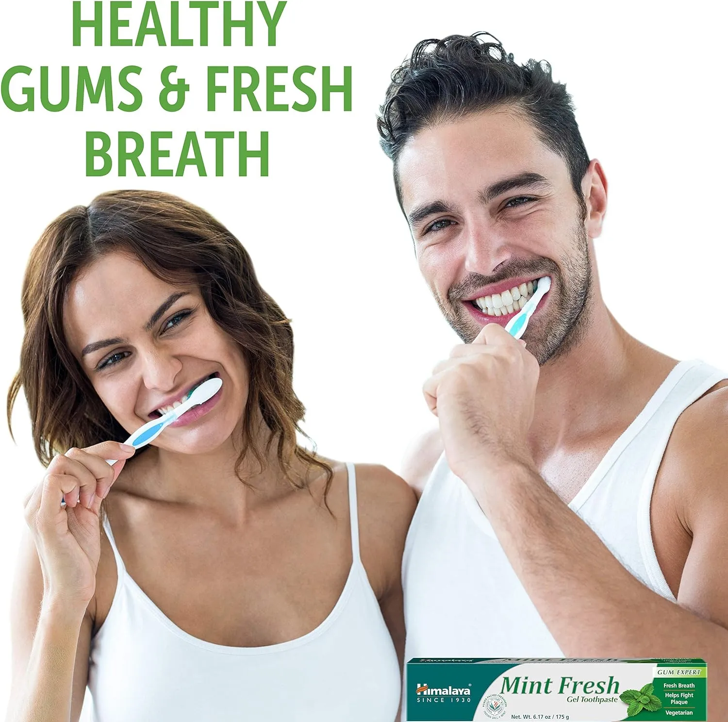 Himalaya Mint Fresh Gel Toothpaste, Fluoride Free to Reduce Plaque & Brighten Teeth, 6.17 oz