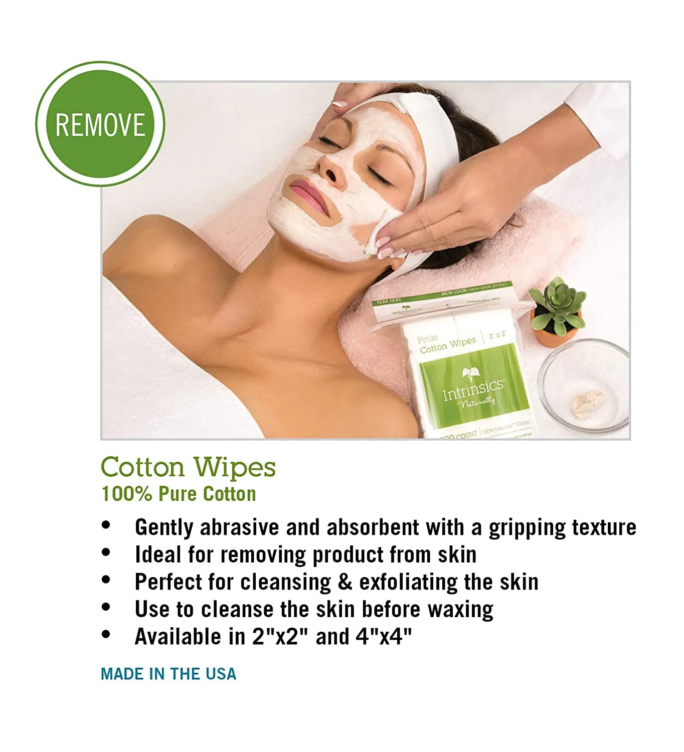 Intrinsics Petite Cotton Wipes 2x2