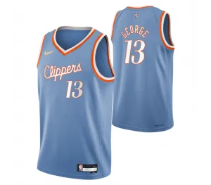 LA Clippers Paul George Fanatics Branded Light Blue 2021/22 Fast Break Replica Jersey - City Edition