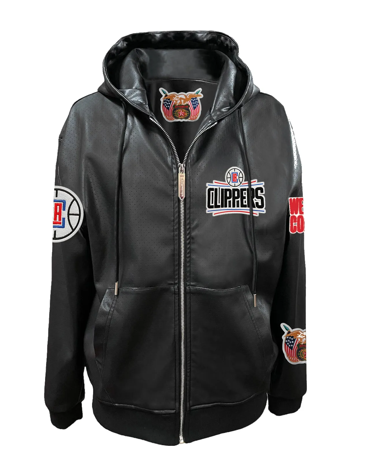 LOS ANGELES CLIPPERS LIGHTWEIGHT VEGAN ZIP-UP HOODED JACKET