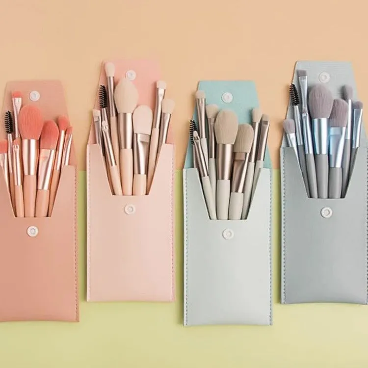 Mini 8-piece Macaron Soft-bristled Makeup Brush Portable Beginner Blush Eyeshadow Brush Makeup Tool Set