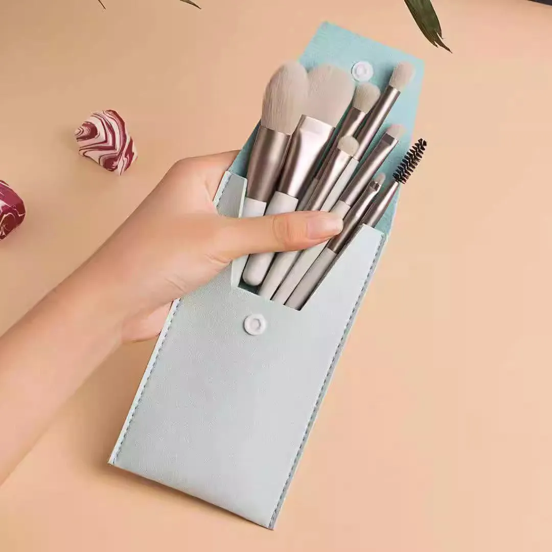 Mini 8-piece Macaron Soft-bristled Makeup Brush Portable Beginner Blush Eyeshadow Brush Makeup Tool Set