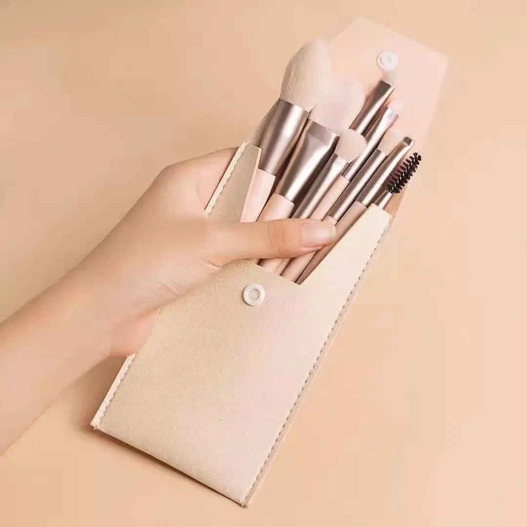 Mini 8-piece Macaron Soft-bristled Makeup Brush Portable Beginner Blush Eyeshadow Brush Makeup Tool Set