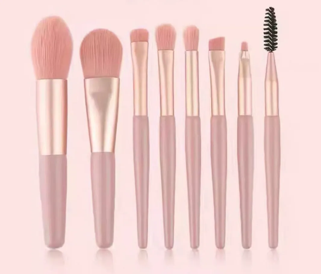 Mini 8-piece Macaron Soft-bristled Makeup Brush Portable Beginner Blush Eyeshadow Brush Makeup Tool Set