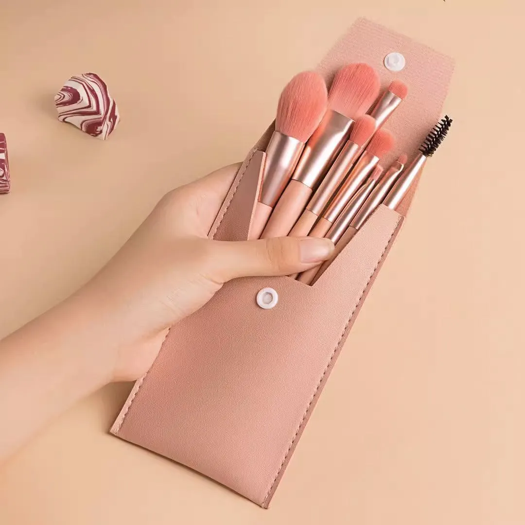 Mini 8-piece Macaron Soft-bristled Makeup Brush Portable Beginner Blush Eyeshadow Brush Makeup Tool Set