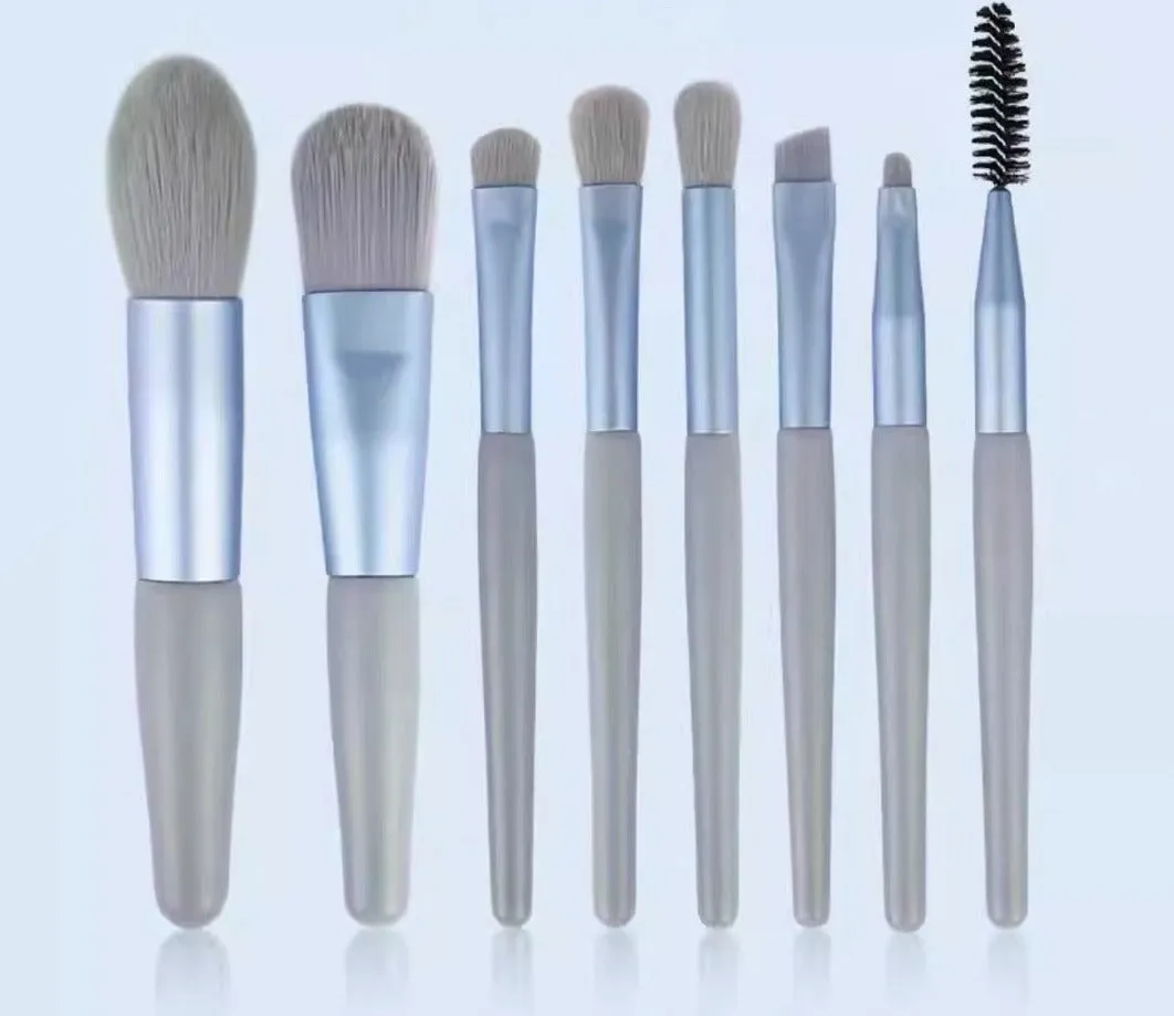 Mini 8-piece Macaron Soft-bristled Makeup Brush Portable Beginner Blush Eyeshadow Brush Makeup Tool Set