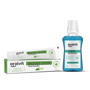 Oralvit Mouth Freshner Combo | Baking Soda Toothpaste & Total Care Mouthwash | For Dental Hygiene and Freshness - Mint  (100g, 300ml)
