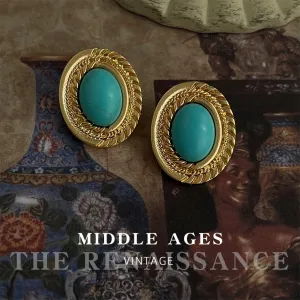 Oval Turquoise Vintage Earrings