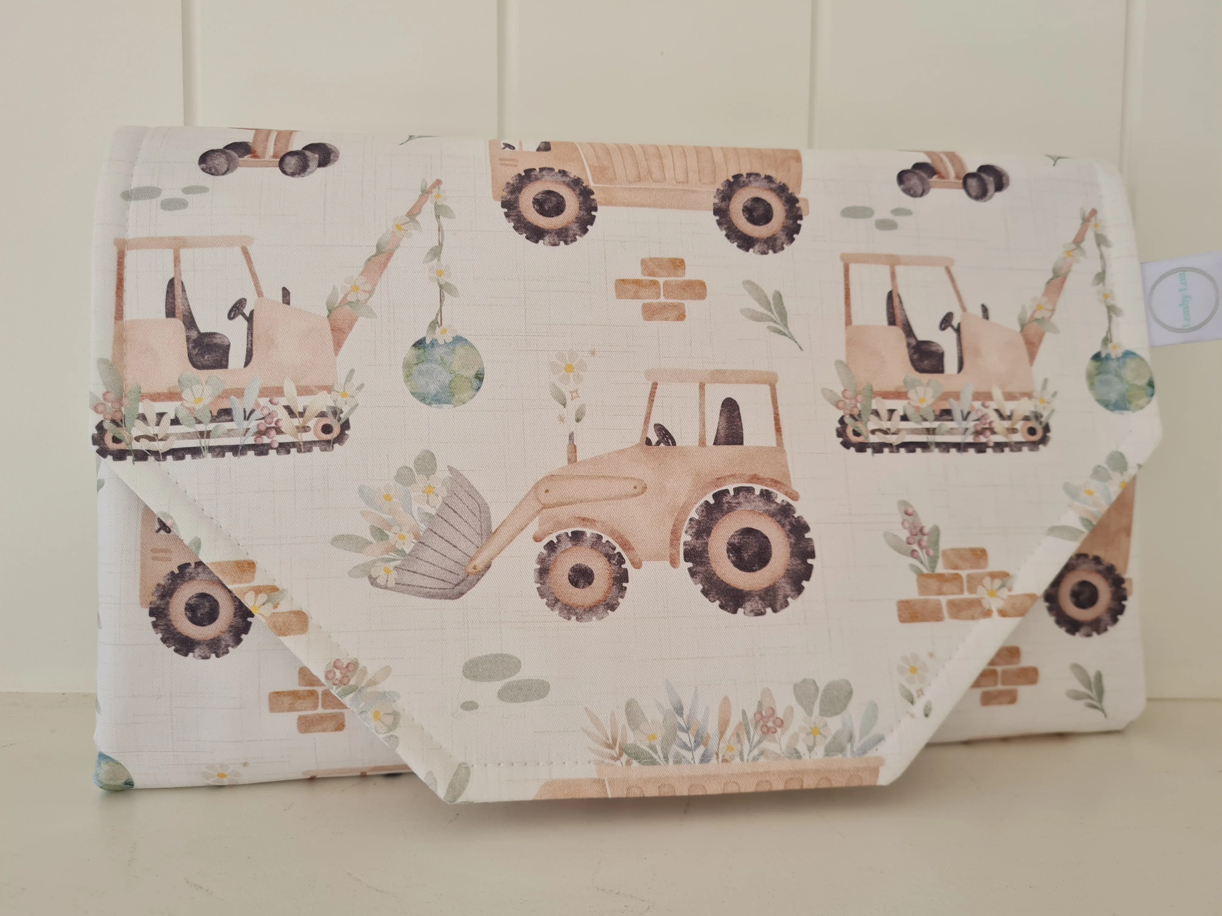 Pastel Construction Nappy change mat clutch (Pre Order - Dispatches in 12 days)