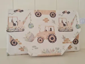 Pastel Construction Nappy change mat clutch (Pre Order - Dispatches in 12 days)