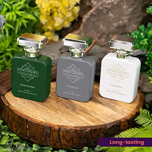Perfumer's Club"Best Fragrance for Men" Gift Set of 3(Into The Wild   Wild Child   Wanderer) Upto 24 hrs lasting (Eau De Parfum), 150 ml, Best Gift for Men