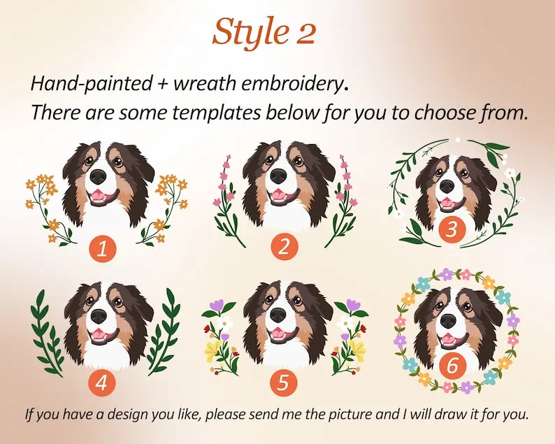 Personalized Embroidered Pet Face with Wreath Sweatshirt For Pet Lovers