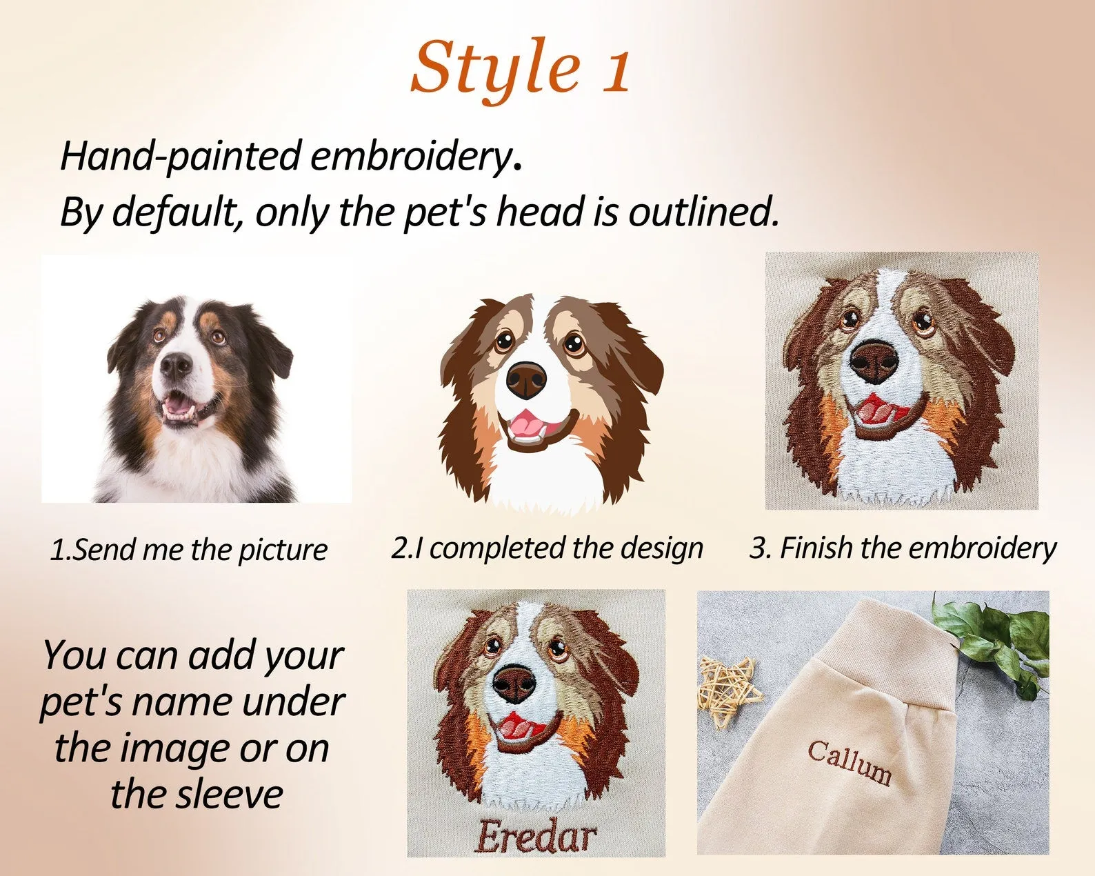Personalized Embroidered Pet Face with Wreath Sweatshirt For Pet Lovers