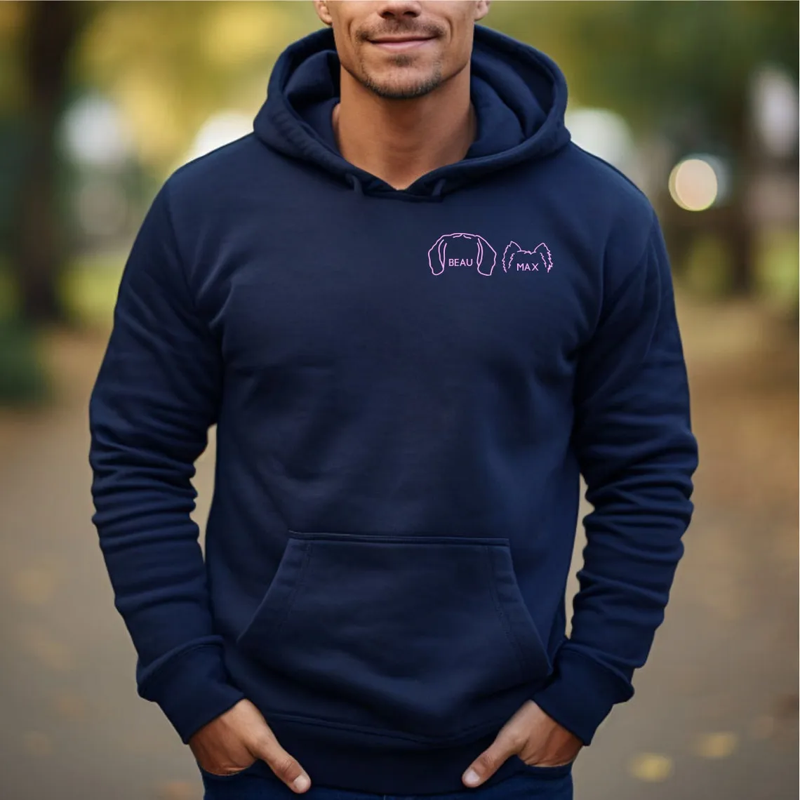 Personalized Pet Ear Outline Sweatshirt Hoodie With Names Gift For Pet Lovers