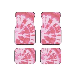 Pink Floor Mats, Hippie Car Decor, 70s Tie-dye Car Floor Mat, Boho Car Mat Accessories, Cottagecore Car mat, Bohemian Car Mat Set of 4