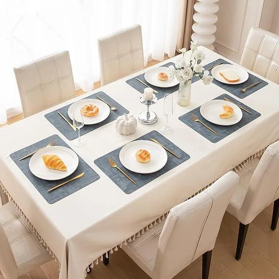 Premium Faux Leather Dining Table Mats, Blue
