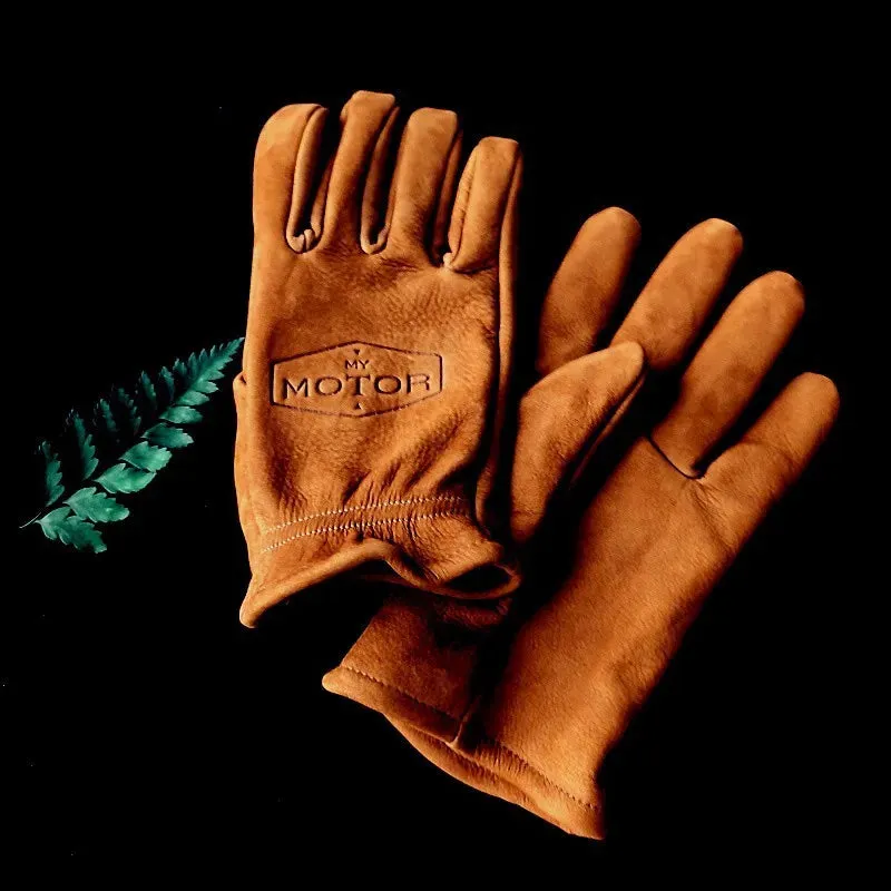 Retro Cowhide Unisex Motorcycle Gloves