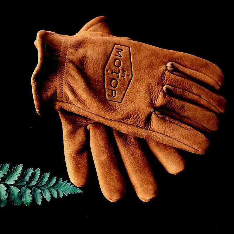Retro Cowhide Unisex Motorcycle Gloves