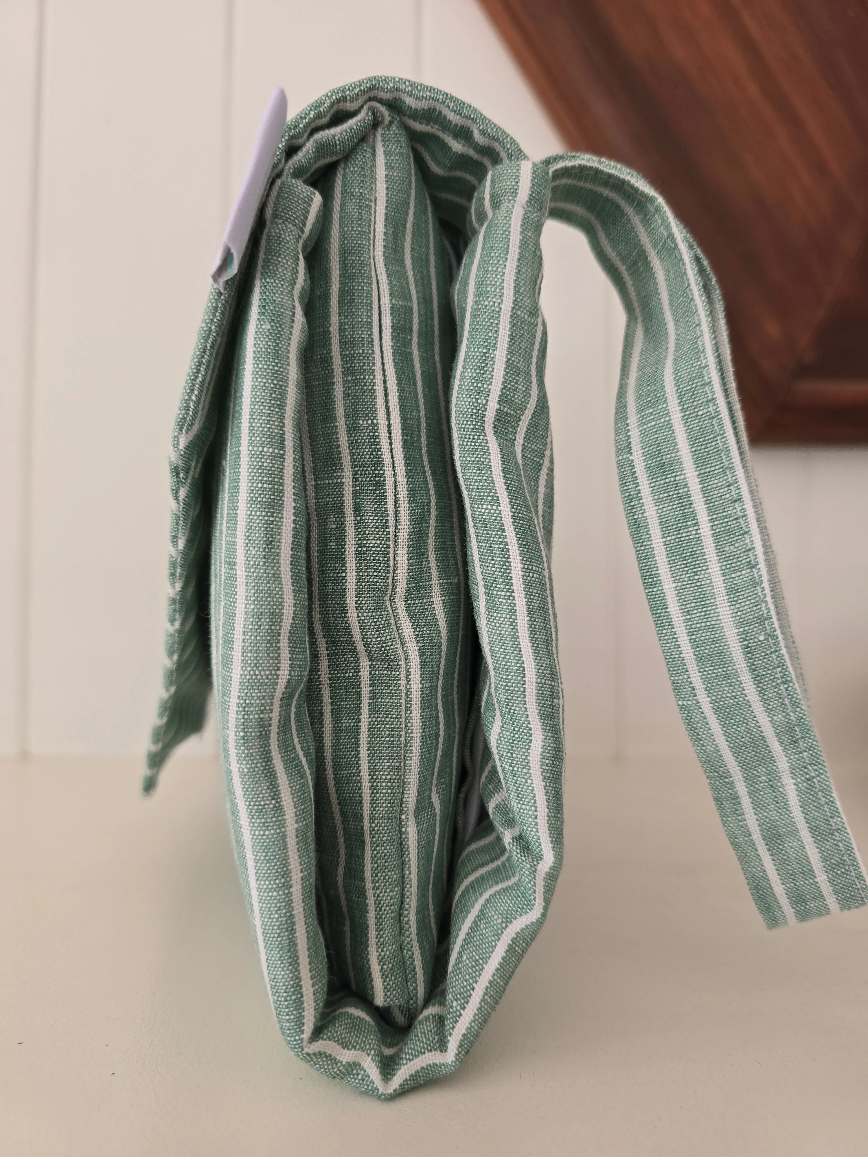 Sage Stripe change mat clutch (Pre order - Dispatches in 12 days)