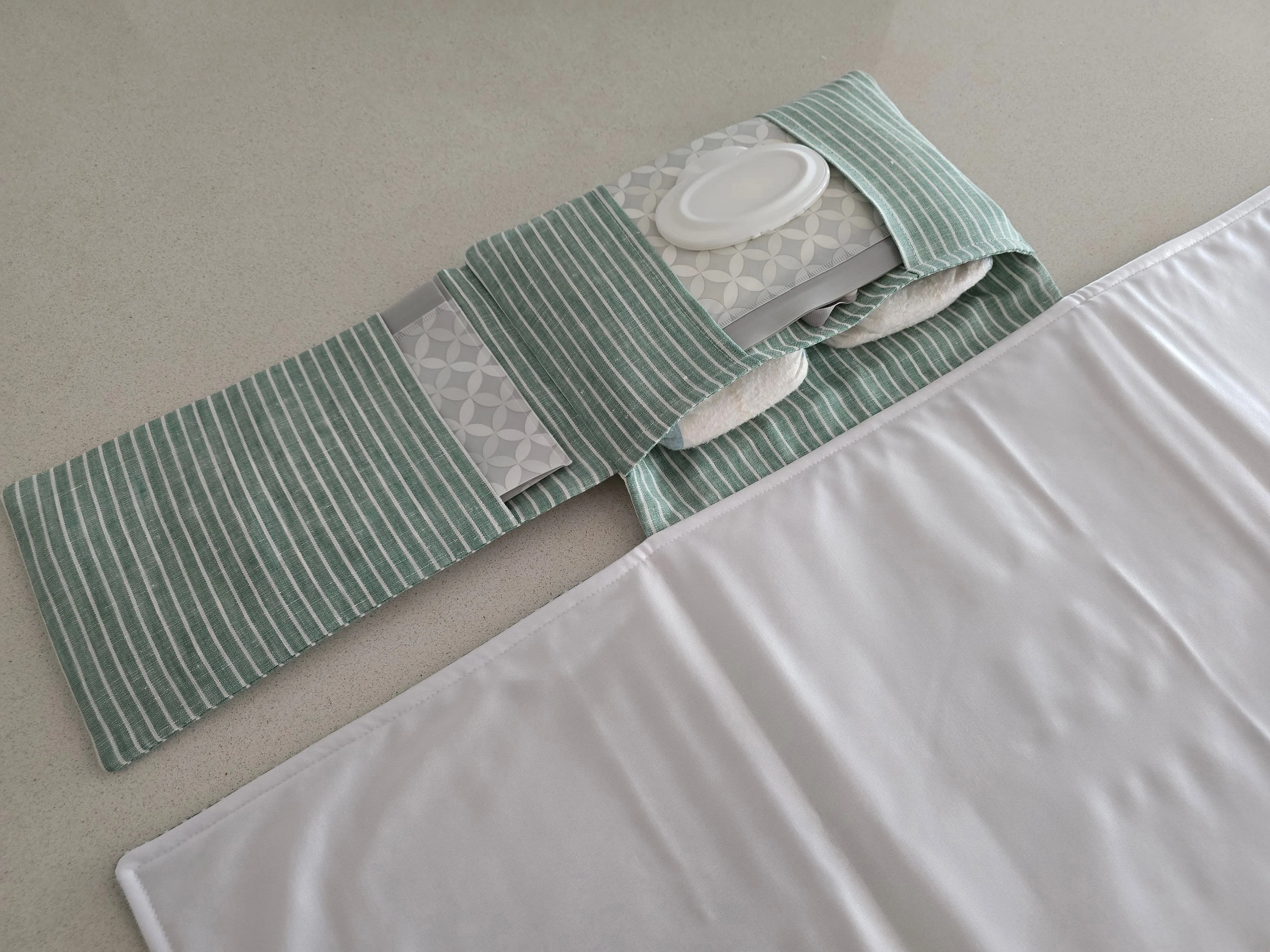 Sage Stripe change mat clutch (Pre order - Dispatches in 12 days)